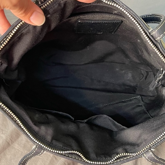 Coach Signature Stripe Black and Gray Monogram Tote Shoulder Bag - Picture 9 of 12